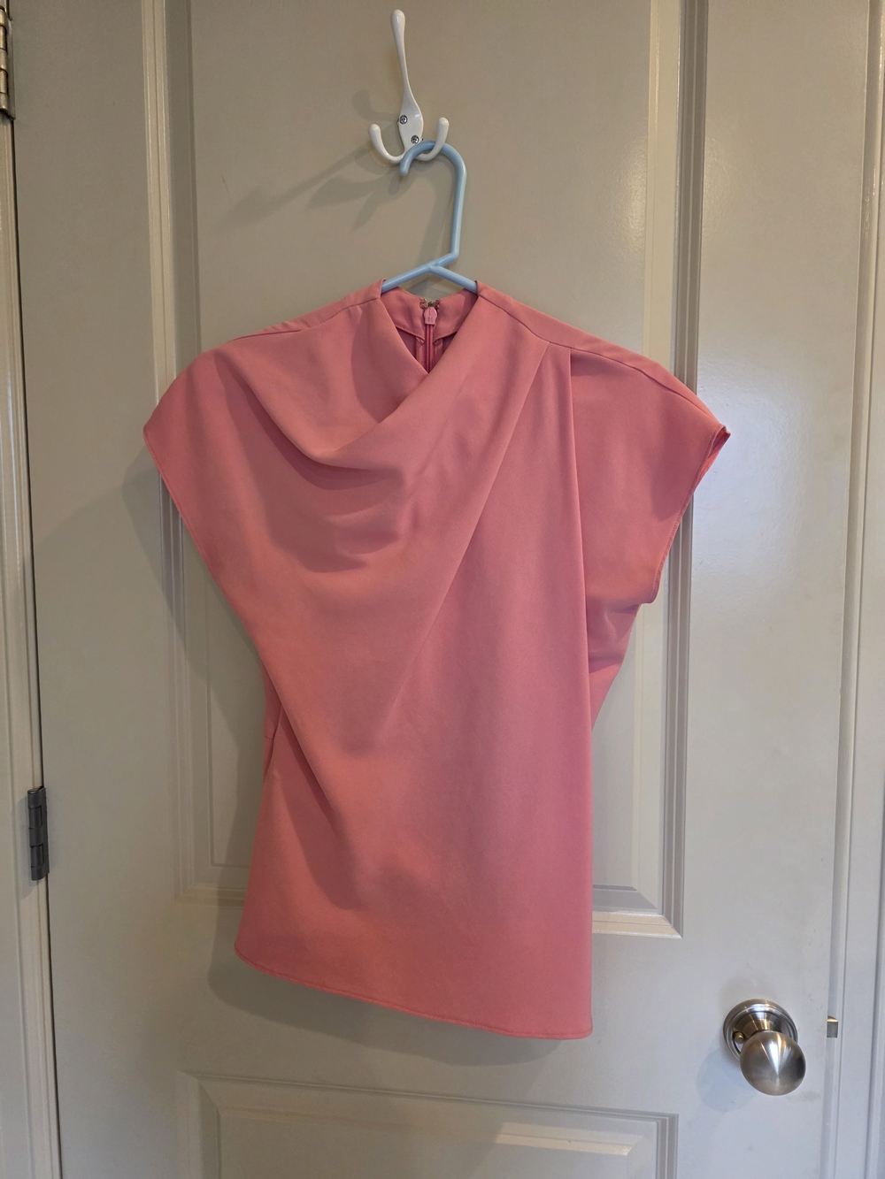 Topshop Pink Cowl-Neck Cap Sleeve Blouse